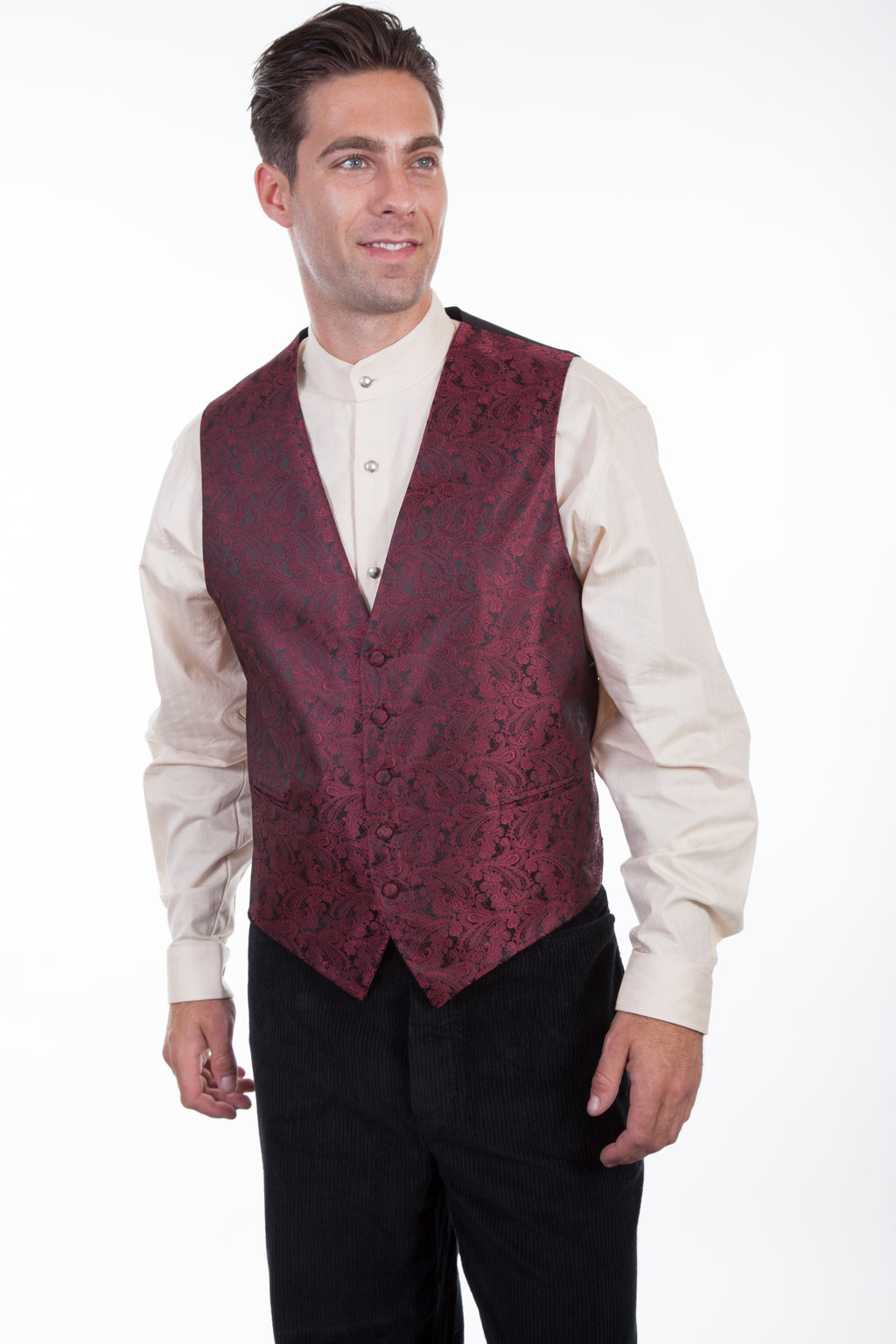 NO LAPEL PAISLEY VEST