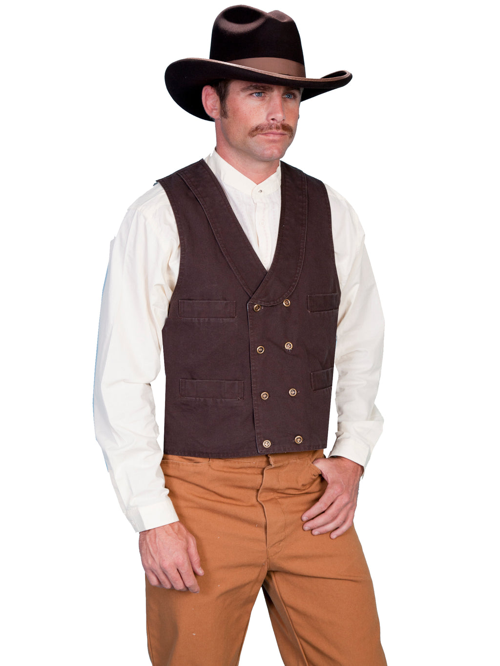 DOUBLE BREASTED CANVAS VEST