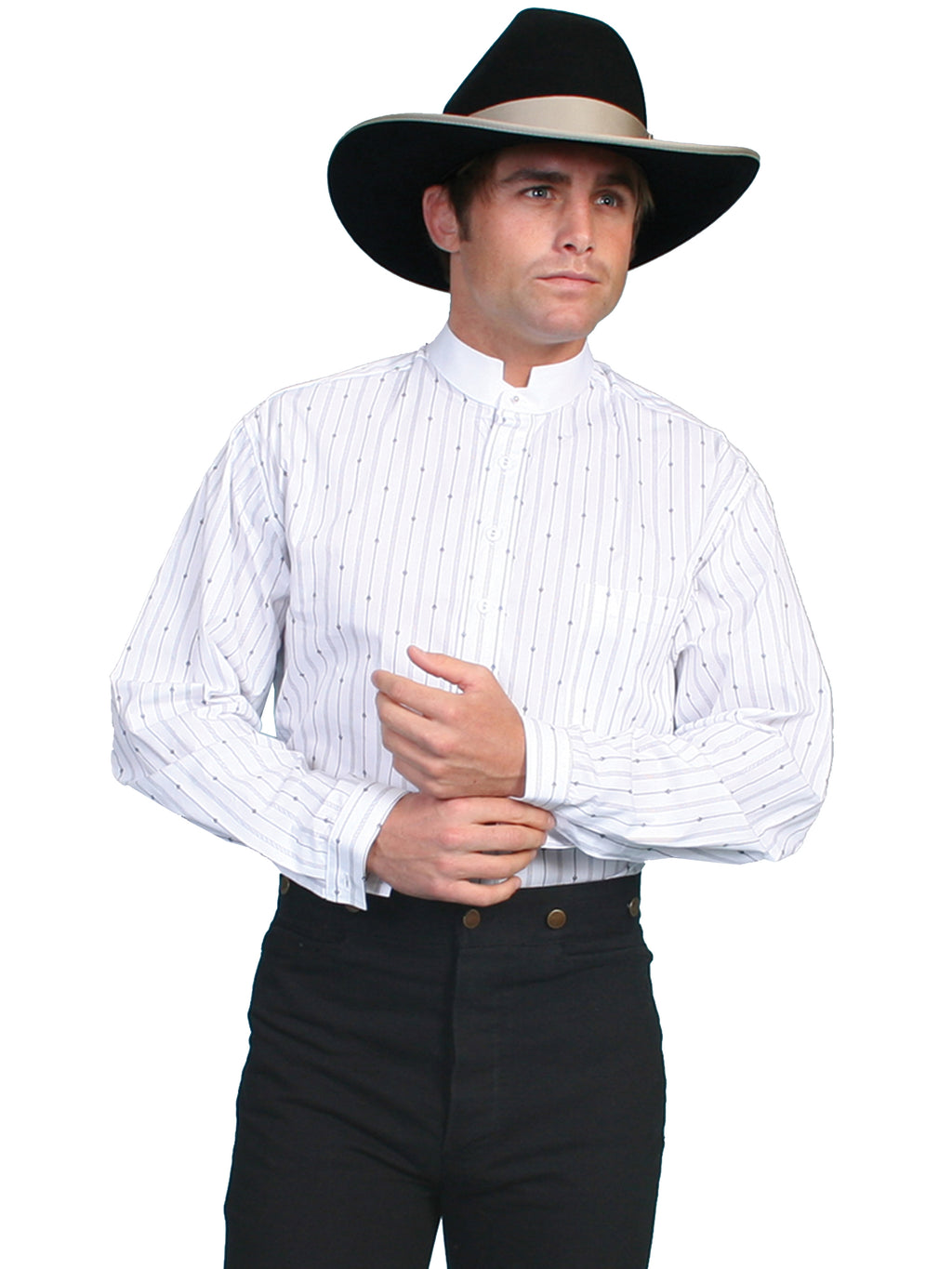 FLUR STRIPE NOTCH COLLAR SHIRT