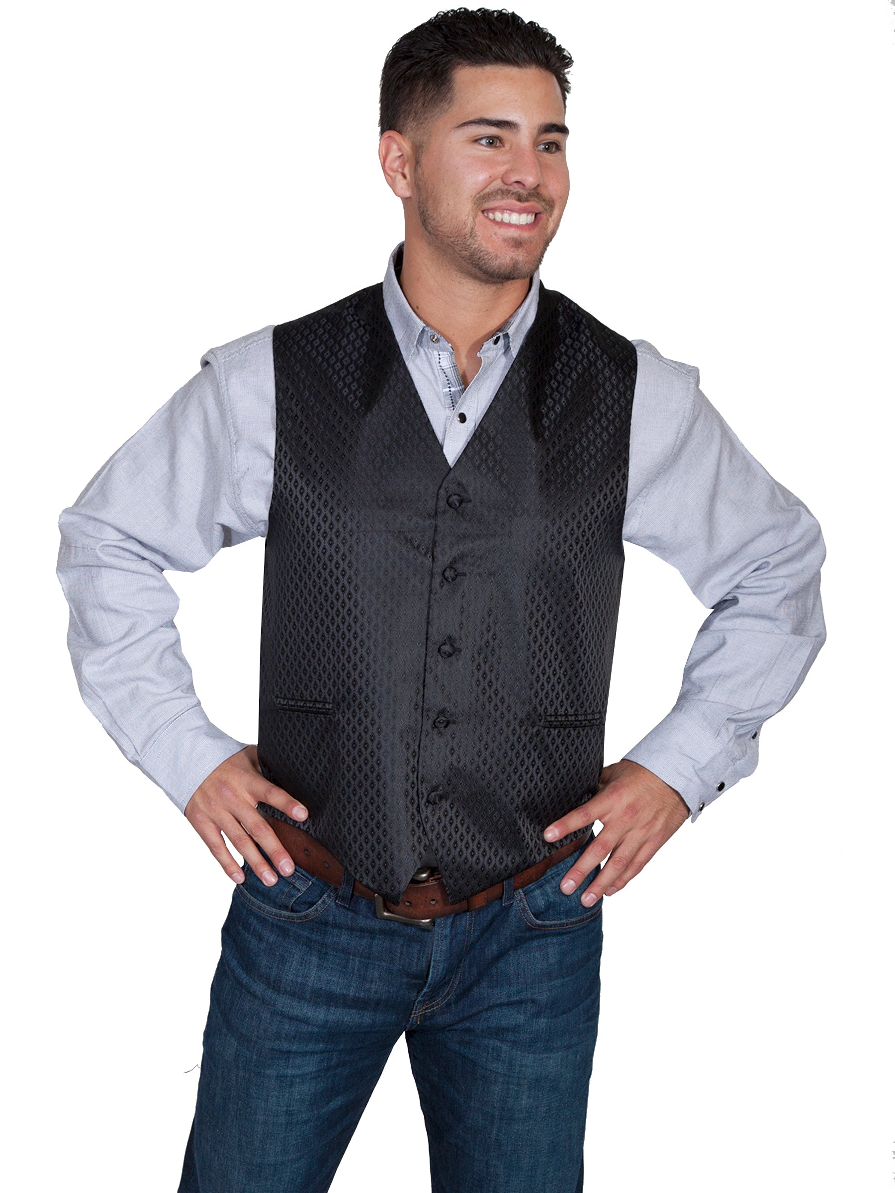 NO LAPEL DIAMOND DOT VEST