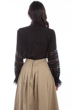 CROCHET TRIM POET BLOUSE