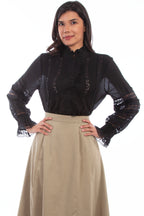 CROCHET TRIM POET BLOUSE