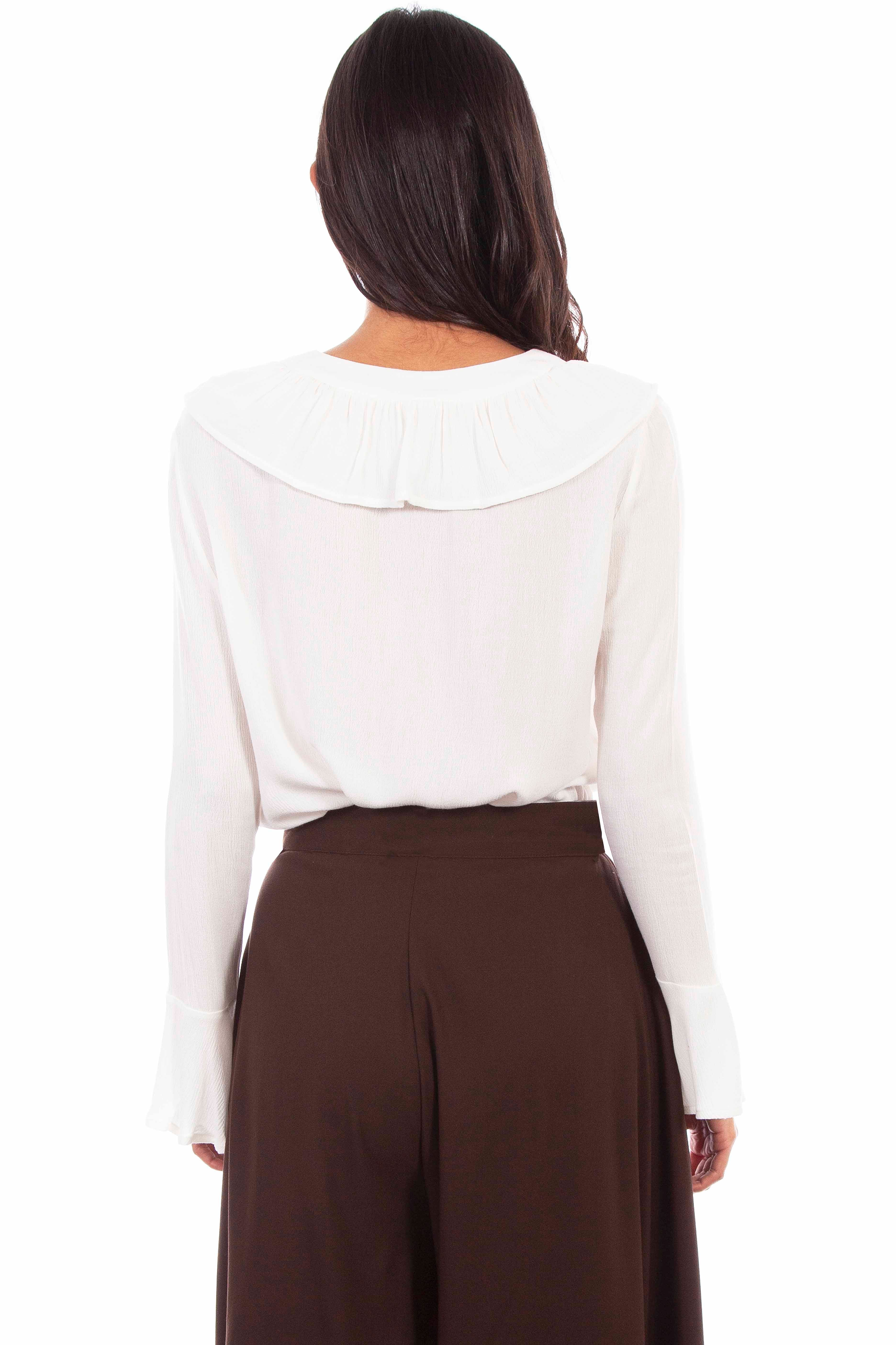 RUFFLE LACE UP BLOUSE