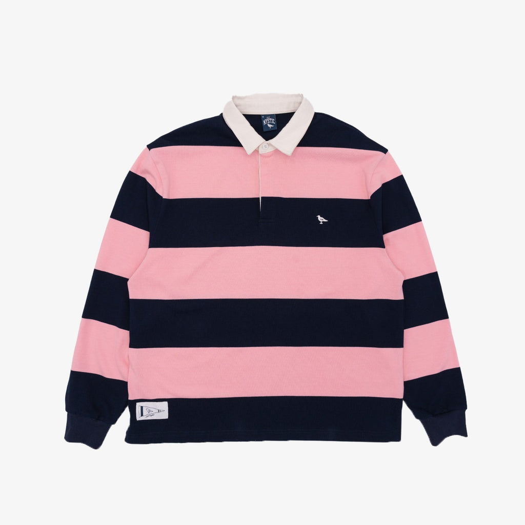 Classic Striped Rugby Shirt in Pink and Navy