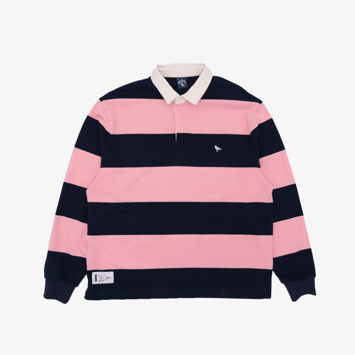 Classic Striped Rugby Shirt in Pink and Navy