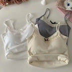 New Knitted Crop Top For Women Solid Color Lace Sling Tops Knitwear Tank Top Female Sexy Slim Camisole Sweet Short Beau Back Top