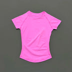 Histello Women Short Sleeve Sports T-Shirt Round Neck Breathable Stretchy Quick Dry Top Yoga Gym Running Fitness Activewear