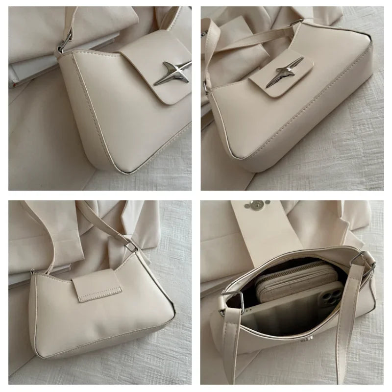 Vintage Shoulder Bags Small Purse for Women Classic PU Leather Shoulder Bag Ladies Underarm Handbag Fashionable Crossbody Bag