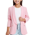 5t Girls Clothes Winter Girls Long Sleeve Shawl Formal Suit Jacket Open Front Inner Pocket For Kids Floral Long Sleeve Shirts