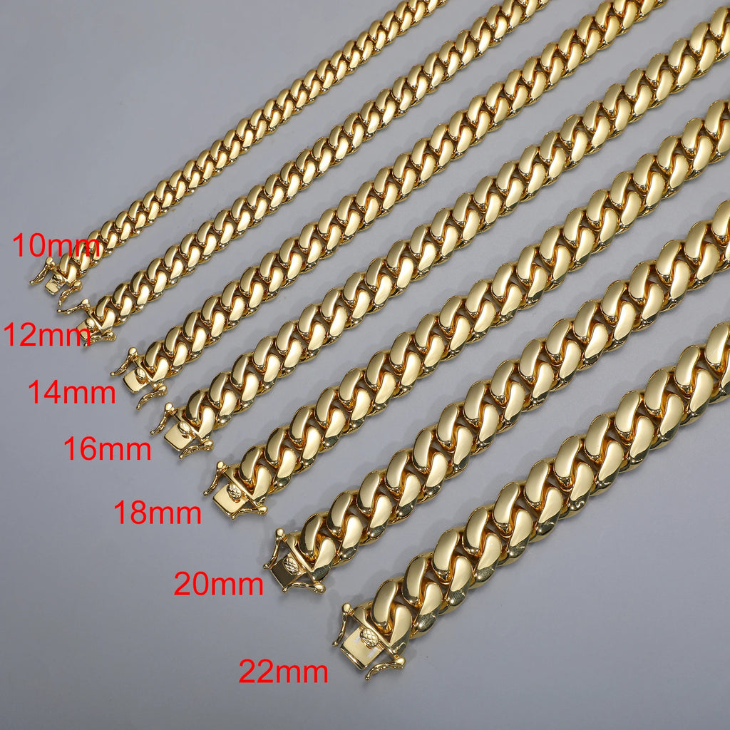New Hip Hop Jewelry 20mm Heavy Luxury 18K Real Gold Plated Custom Solid Cuban Miami Cuban Link Chain Necklace For Men Wholesale