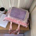 New Y2K Cute Japanese Ita Shoulder Bag Lolita Girls Transparent Tote Bag Large Capacity Crossbody Casual Bag DIY Display Handbag