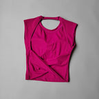 Yoga Short-sleeved Women's Fixed Chest Pad Running Gym Sexy Backless Short Training Sports T-shirt Waist Slimming Fitness Vest