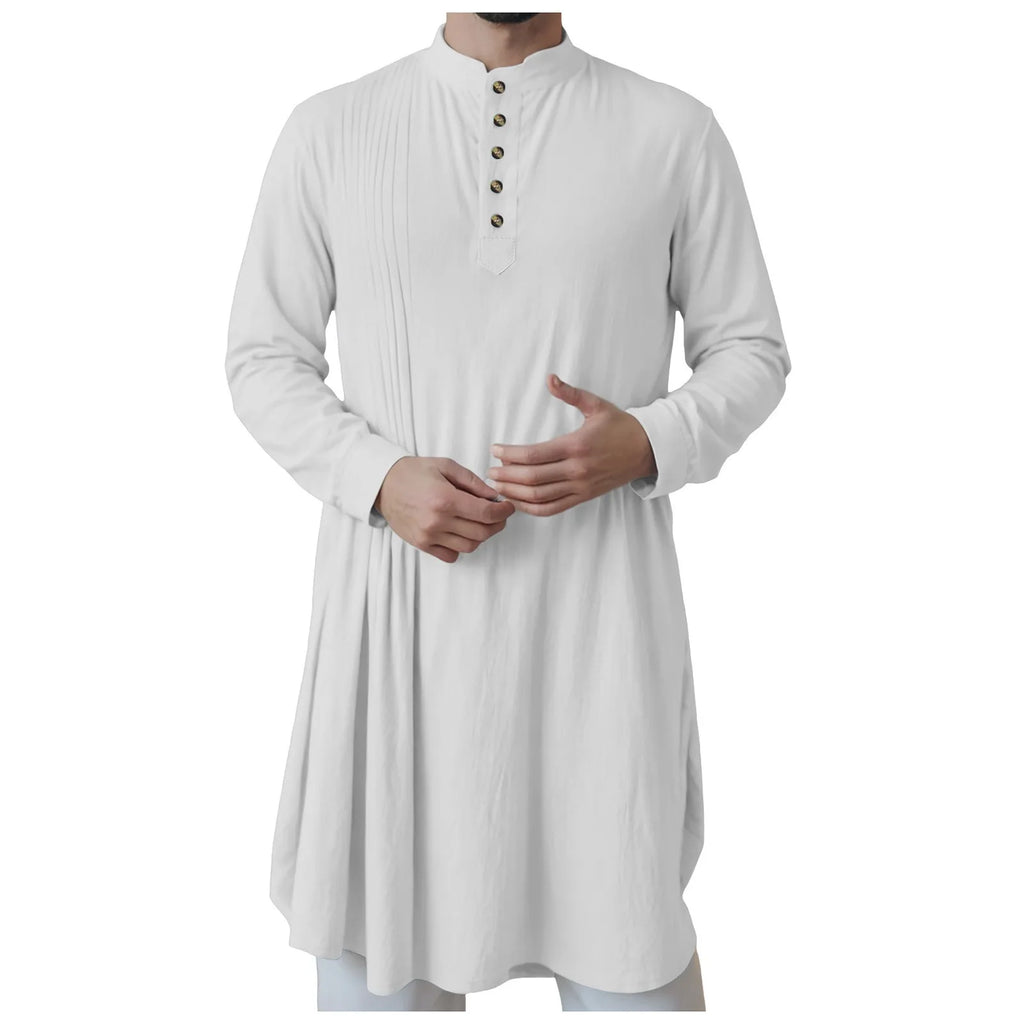 Men'S New Muslim Middle Arabic Men'S Button Down Cotton And Linen Shirts Muslim Robes Stylis Male Clothes Stylis Male Clothes