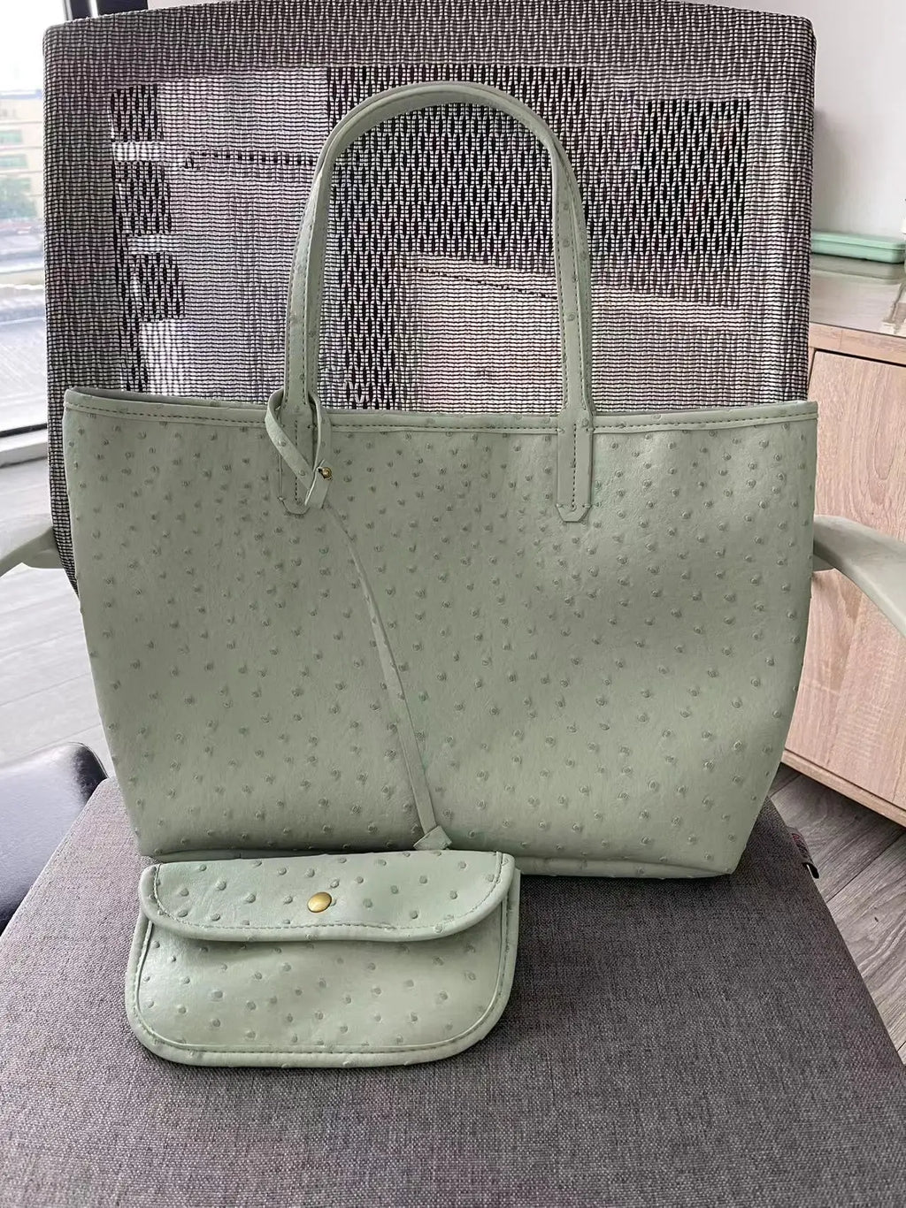 XMESSUN Original Fashion Style Women Bag Portable Women's Bucket Bags Ostrich Pattern Shopping Tote Casual Simple Ladies Handbag