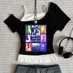 Katseye cropped top shoujo gothic funny graphic clearance sales 2000s tshirt kawaii cute meme baddie streetwear