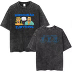 Radiohead Rock Band Washed Cotton T-Shirt – Retro Alternative Rock Graphic Tee, Vintage Distressed Heavyweight Style Unisex Concert Top