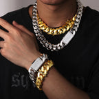 New Hip Hop Jewelry 20mm Heavy Luxury 18K Real Gold Plated Custom Solid Cuban Miami Cuban Link Chain Necklace For Men Wholesale