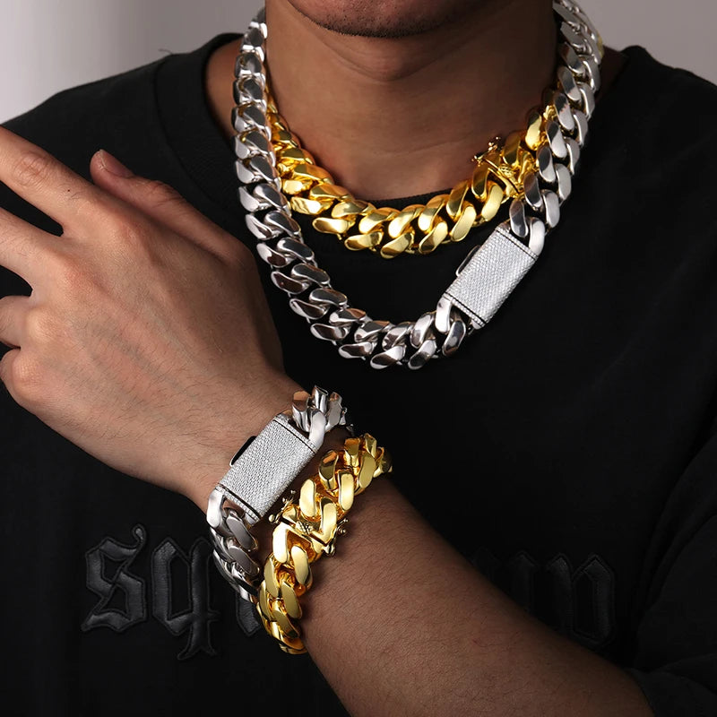 New Hip Hop Jewelry 20mm Heavy Luxury 18K Real Gold Plated Custom Solid Cuban Miami Cuban Link Chain Necklace For Men Wholesale