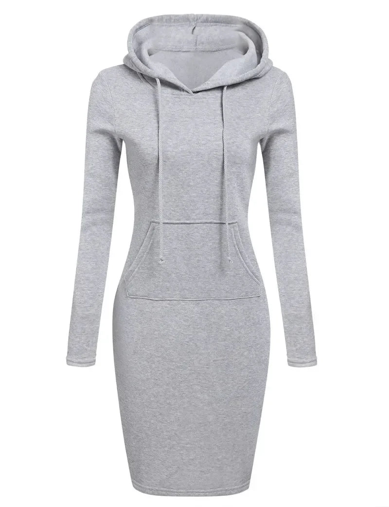 Ladies Autumn Attire Women's Hooded Dresses Hoodie - Style Sweatshirt Dresses for Women Tops in Ladies Clothing