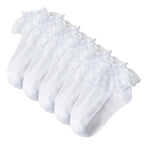 10 Pairs Girls Lace Ruffle Socks Cotton Breathable Comfy Adorable Princess-Style Kids Dance-Ready Socks with Frilly Trim