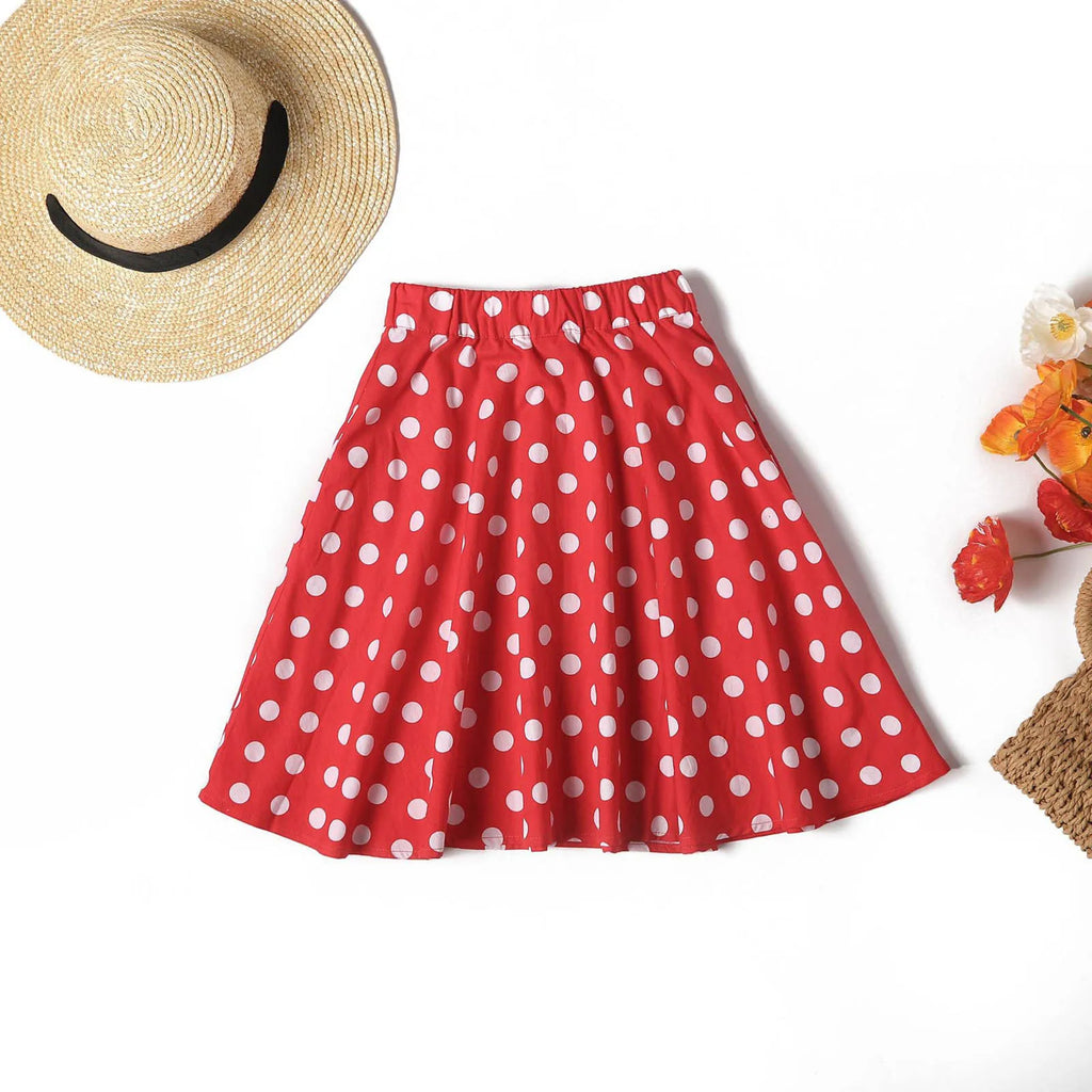 Princesses Dresses for Girls Kids Toddler Baby Girls Spring Summer Polka Dot Cotton Skirts Clothes Elastic Waist Dress