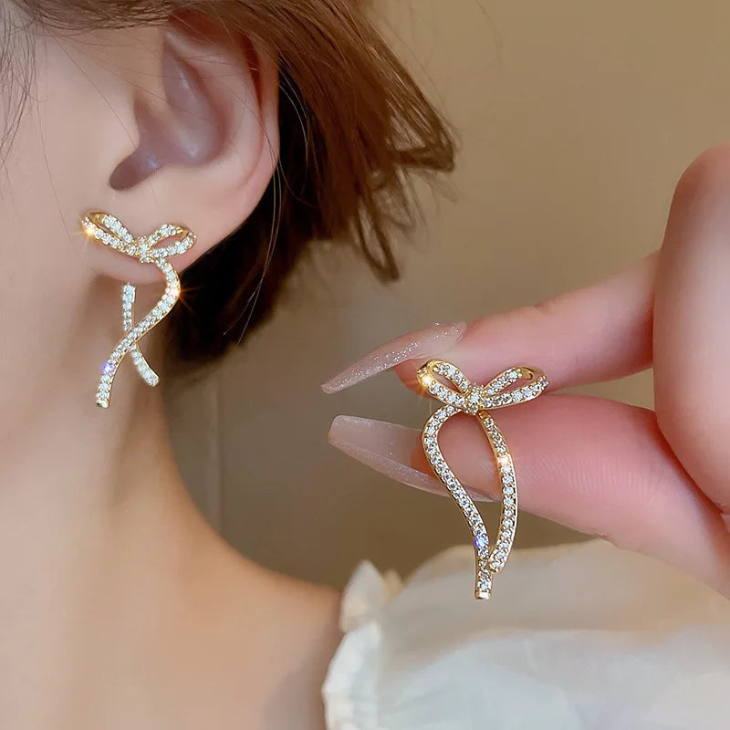 Silver Color Crystal Tassel Non-Piercing Cuff Ear Clip Earring For Women Shiny Rhinestone Chain Fake Cartilage Piercing Jewelry