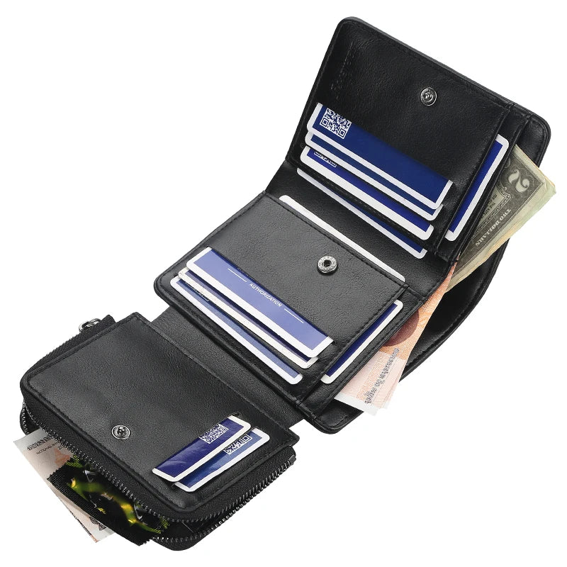 1Pcs/Baellerry Men's Short Pu Leather Wallet, Multiple Card Slots with Bill Holder and Zippered Coin Pocket, Stylish Everyday Small Wallet