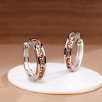 Huitan Hoop Earrings with Princess Cubic Zirconia Exquisite Ear Circle Earrings for Women Silver Color Fashion Versatile Jewelry