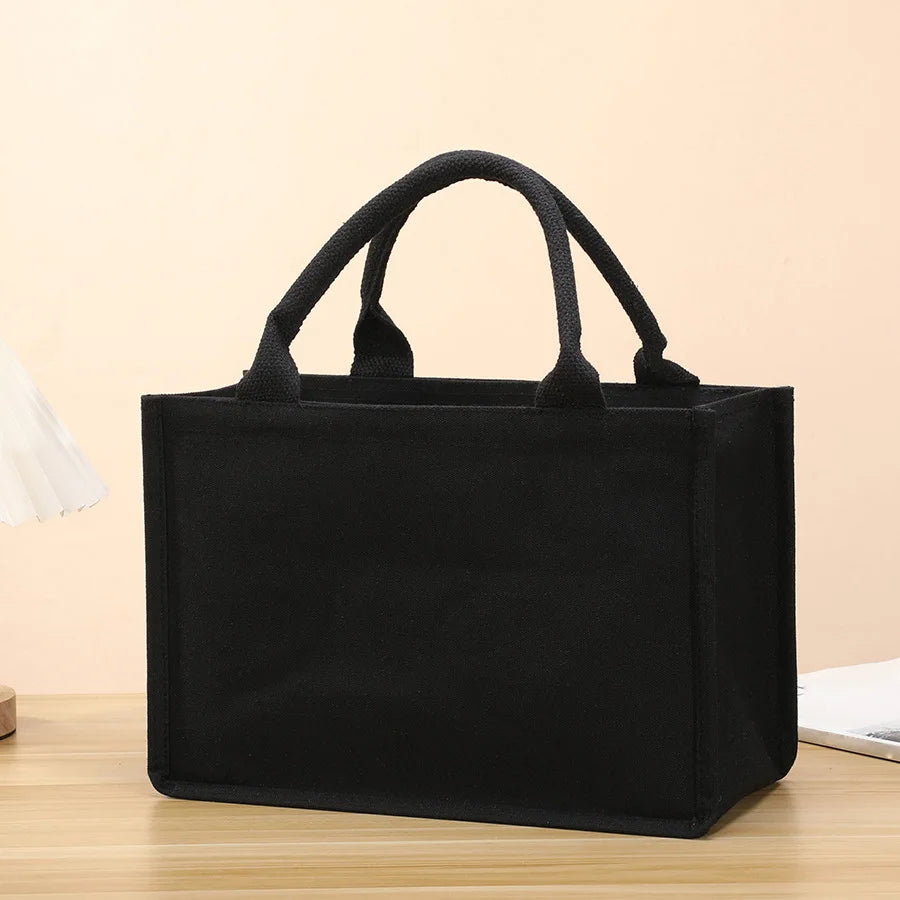 Homefish Leisure thickened handheld canvas tote bag black three-dimensional large-capacity simple shopping bag handbags