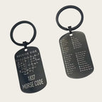 Stainless Steel Double-Sided Alphanumeric Morse Code Keychain Educational Car Pendant Unisex Gift For Radio Amateurs