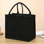 Homefish Leisure thickened handheld canvas tote bag black three-dimensional large-capacity simple shopping bag handbags