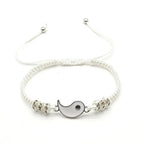 1W-2 PC Jewelry Set Couple Black White Tai Chi Bracelet Rope Adjustable Chain Set Simple Style Daily Wear Jewelry