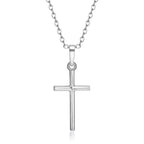 Fashion Christian Jesus Cross Necklaces Silver Color Long Chain Simple Pendants For Women Men Jewelry Gifts Dropshipping