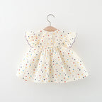 Cotton Baby Dress Flower Embroidery Comfortable Baby Dress Colorful Polka Dot Printed Dress