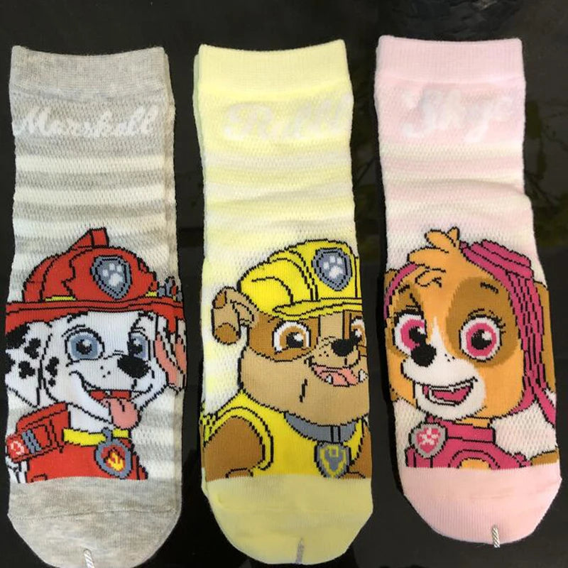 100% Genuine Paw Patrol 3Pairs Baby Spring Autumn Summer Knitted Socks Skye Everest Liberty Chase Marshall Rubble Rocky Age 3-7T