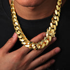 New Hip Hop Jewelry 20mm Heavy Luxury 18K Real Gold Plated Custom Solid Cuban Miami Cuban Link Chain Necklace For Men Wholesale