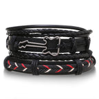 Set Braided Wrap Leather Bracelets for Men Vintage Life Tree Rudder Charm Wood Beads Ethnic Tribal Wristband Rope Bracelet