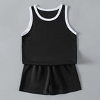 2/4Pcs Summer Children's Quick-drying Sports Suit Boys Casual Ball Sleeveless T-shirt Girls Joker Mixed Color Combination Shorts