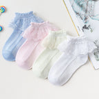 10 Pairs Girls Lace Ruffle Socks Cotton Breathable Comfy Adorable Princess-Style Kids Dance-Ready Socks with Frilly Trim