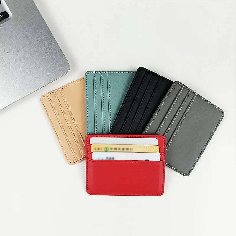 PU Leather ID Card Case - Slim Multi-Slot Holder for Bank/Credit Cards