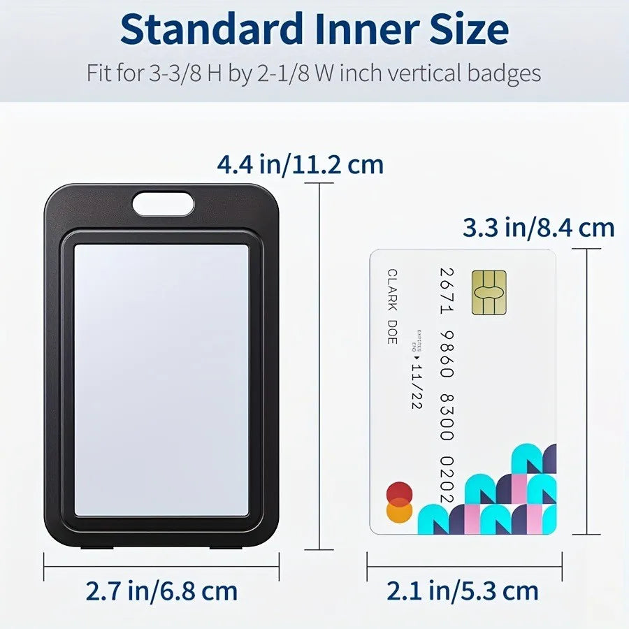 Plastic Vertical Card Bag, Black Id Card, Credit Card, Key Card Protection Cover Vertical Card Holder With Double-Sided Hard
