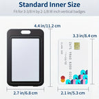 Plastic Vertical Card Bag, Black Id Card, Credit Card, Key Card Protection Cover Vertical Card Holder With Double-Sided Hard