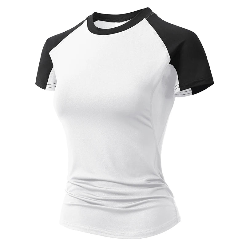 Women's Compression Shirt Short Sleeve Athletic Yoga Running T-Shirt Summer Gym Workout Quick Dry Stretchy Tees Tops Baselayer