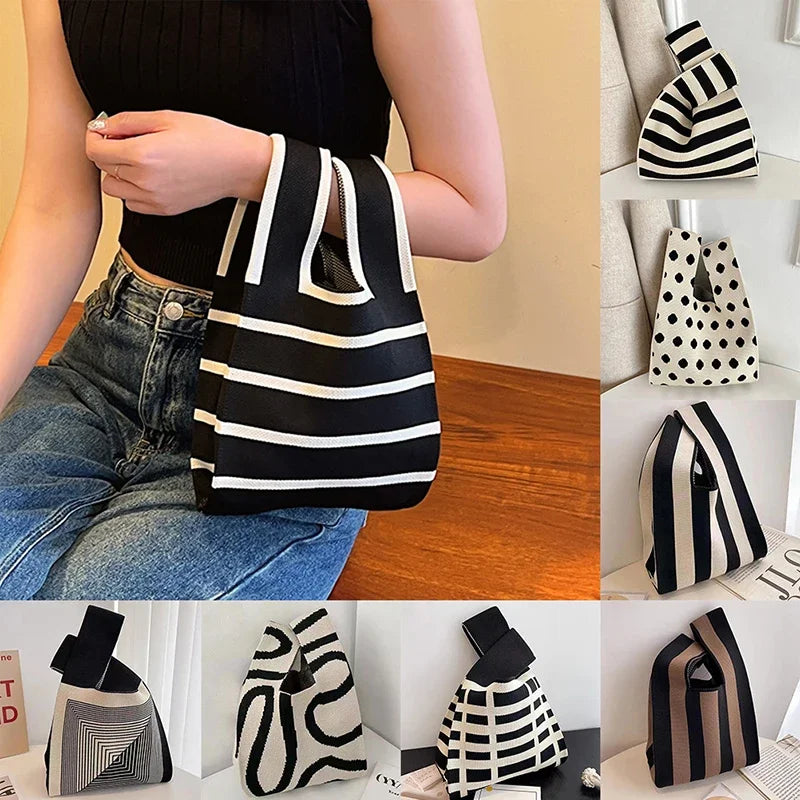 Fashionable Hand-woven Handbag - Women's Mini Buttoned Handbag - Korean-style Casual Handbag - Reusable Shopping Bag