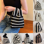 Fashionable Hand-woven Handbag - Women's Mini Buttoned Handbag - Korean-style Casual Handbag - Reusable Shopping Bag