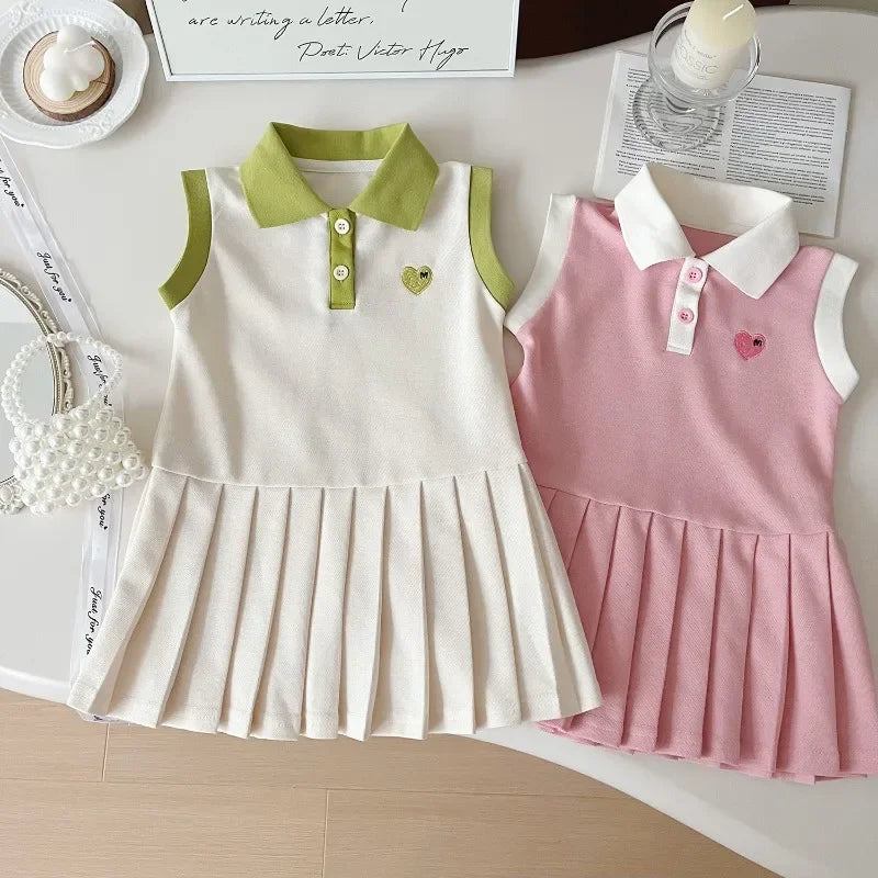 Children Dress Spring Summer Turn-Down Collar Kids Clothes Fashion Toddler Baby Girls Clothing Summer Dress Girl Clothes