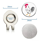 Golf Ball Marker - Rooster Pattern Golf Marker with Magnetic Hat Clip Novelty Gift - Gifts for Golf Lovers Golfer Men Friends