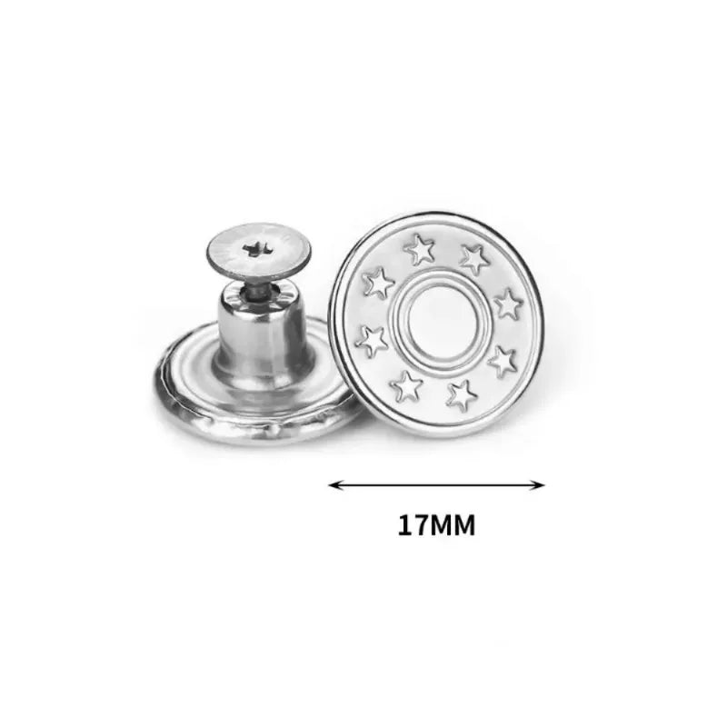 10Pcs/pack Jeans Buttons With Screwdriver Clothing Pants Sewing Accessories Waist Buckle 17mm Nail Free Waist Extenders Button