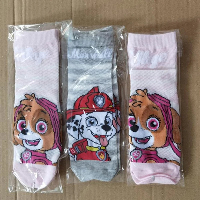 100% Genuine Paw Patrol 3Pairs Baby Spring Autumn Summer Knitted Socks Skye Everest Liberty Chase Marshall Rubble Rocky Age 3-7T