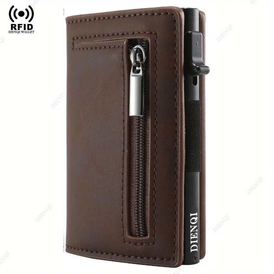 Magnetic Credit Card Holder Luxury Men Wallet Rfid Blocking Pop Up Minimalist Wallet Leather Bank Cardholder Case Vallet for Men